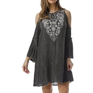EXIST Embroidered Cold-Shoulder Dress / Tunic Top